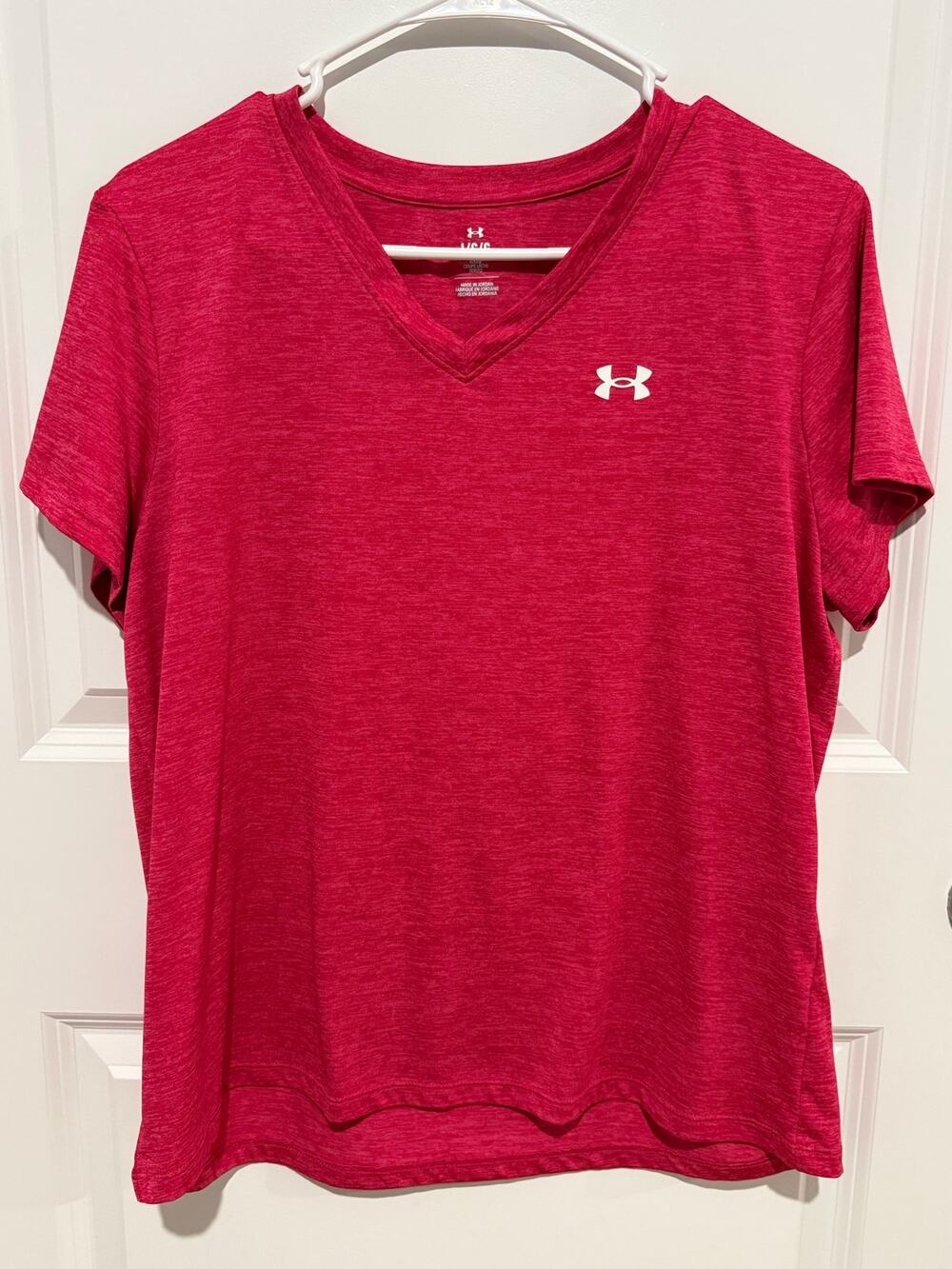 Under Armour Women’s Lg Redish Heather Loose Fit Athletic Performance Tee NWOT